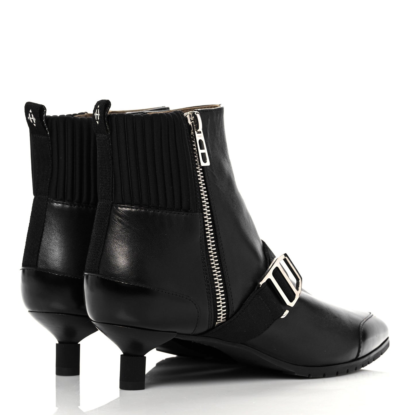 Tuscan Calfskin Technical Canvas Shocky Ankle Boots 36 Black