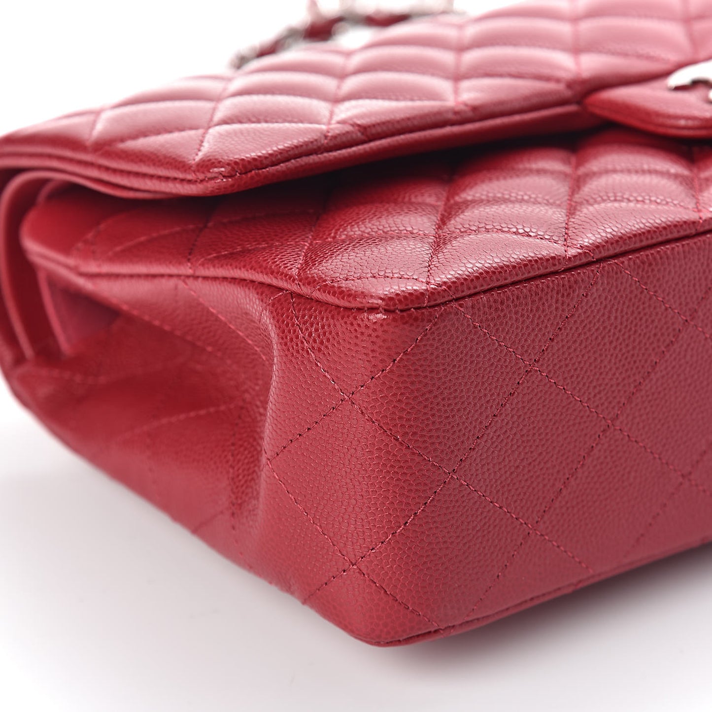 Caviar Quilted Medium Double Flap Red