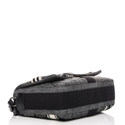 Chanel Denim Toile Quilted Belt Flap Black White 5 of 9
