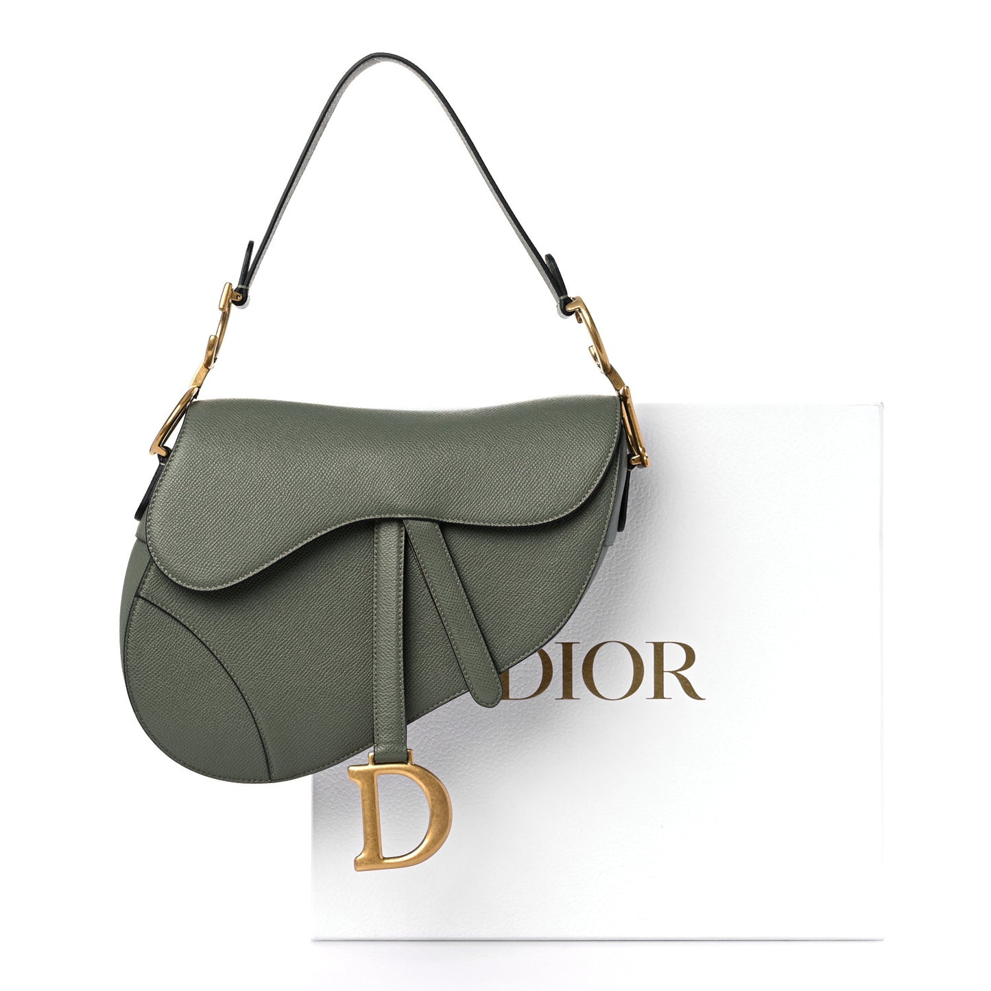 Grained Calfskin Saddle Bag Green