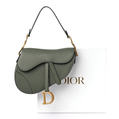 Christian Dior Grained Calfskin Saddle Bag Green 9 of 9