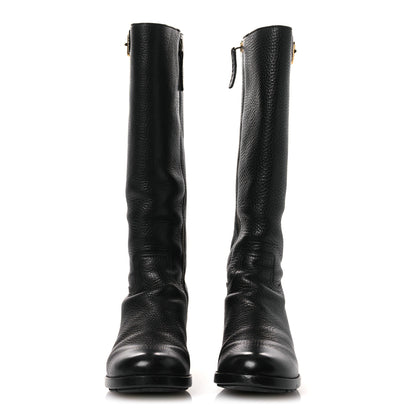 Prada Vitello Daino Riding Boots 38 Black 3 of 15