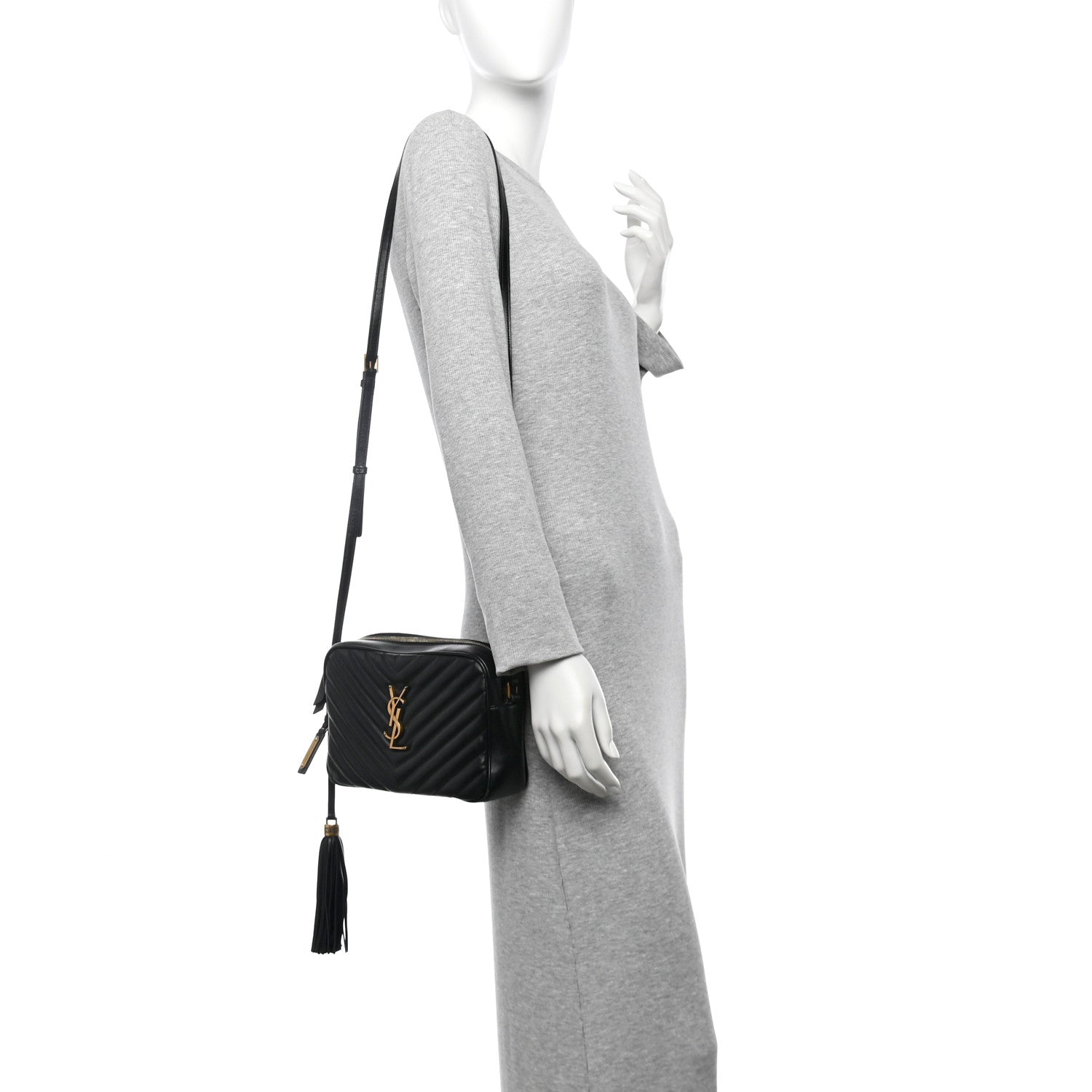 Saint Laurent Calfskin Matelasse Monogram Lou Camera Bag Black 2 of 10