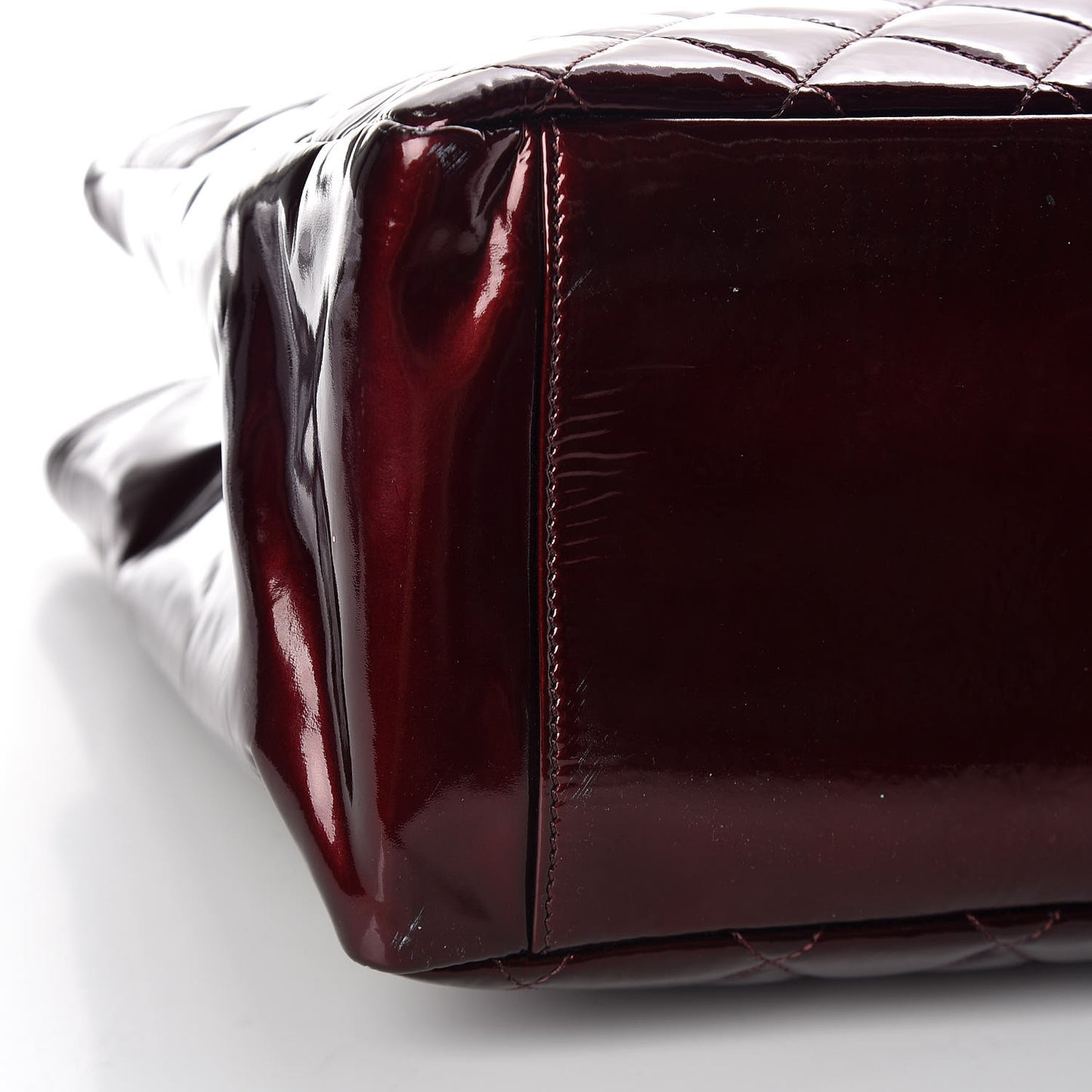 Patent Quilted Grand Shopping Tote GST Dark Bordeaux