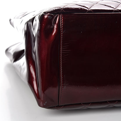 Chanel Patent Quilted Grand Shopping Tote GST Dark Bordeaux 5 of 17