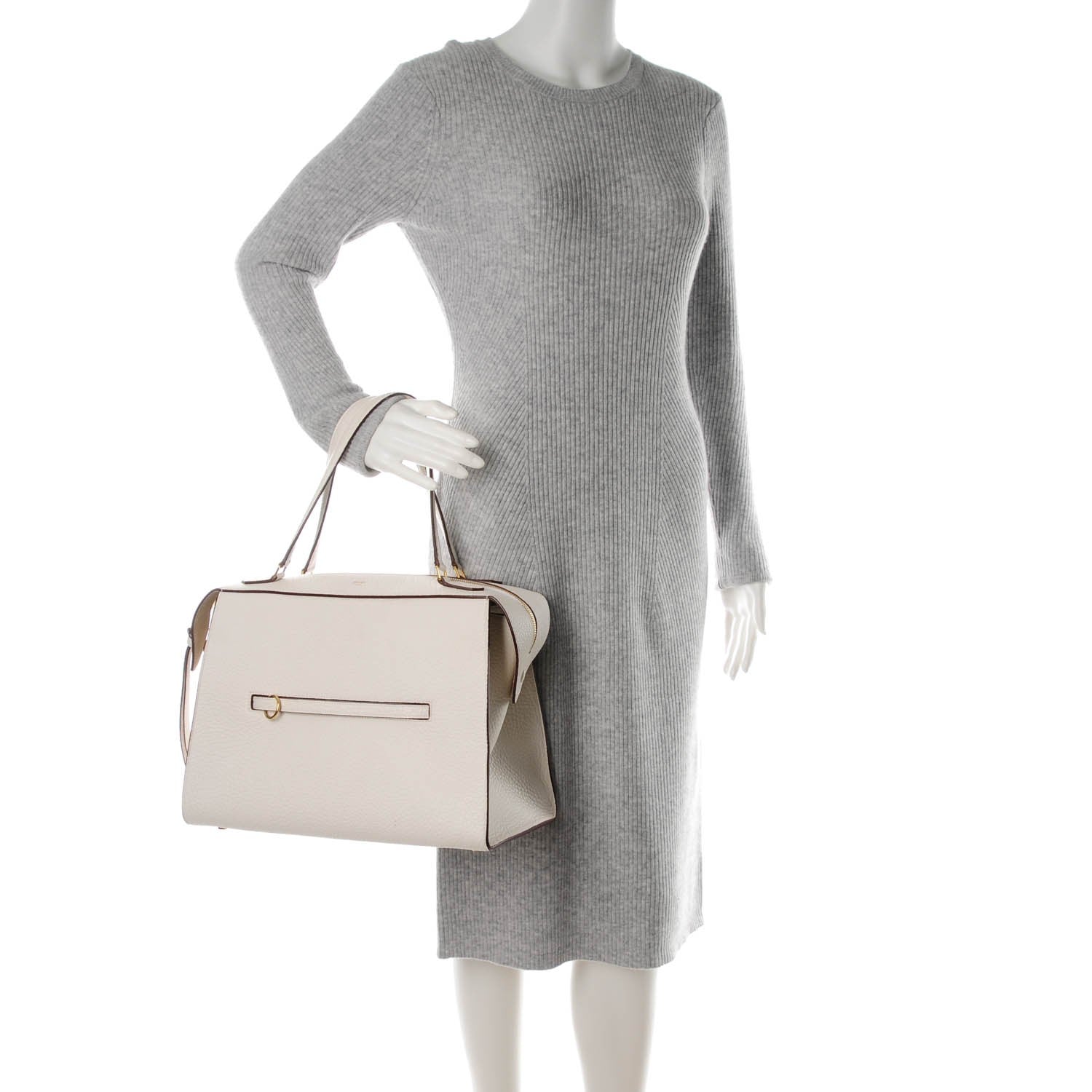 Celine Bullhide Calfskin Medium Ring Bag White 2 of 7