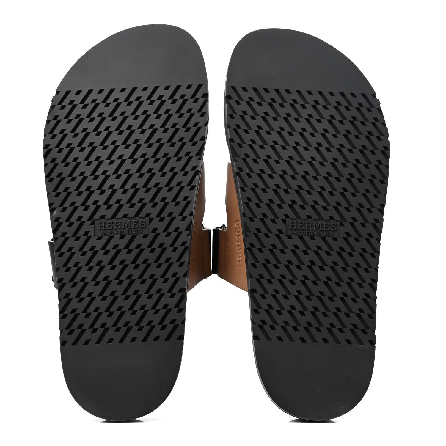 Hermes Calfskin Mens Chypre Sandals 41 Naturel Safari Black 5 of 8