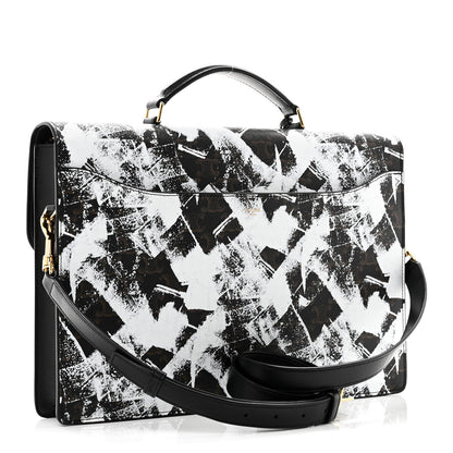 Celine Triomphe Canvas Calfskin Cartable Small Briefcase Black 3 of 11