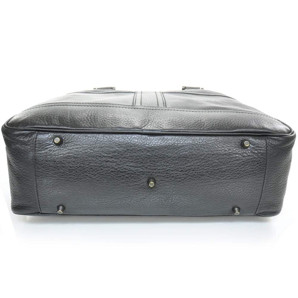 Pebbled Leather Tote Black