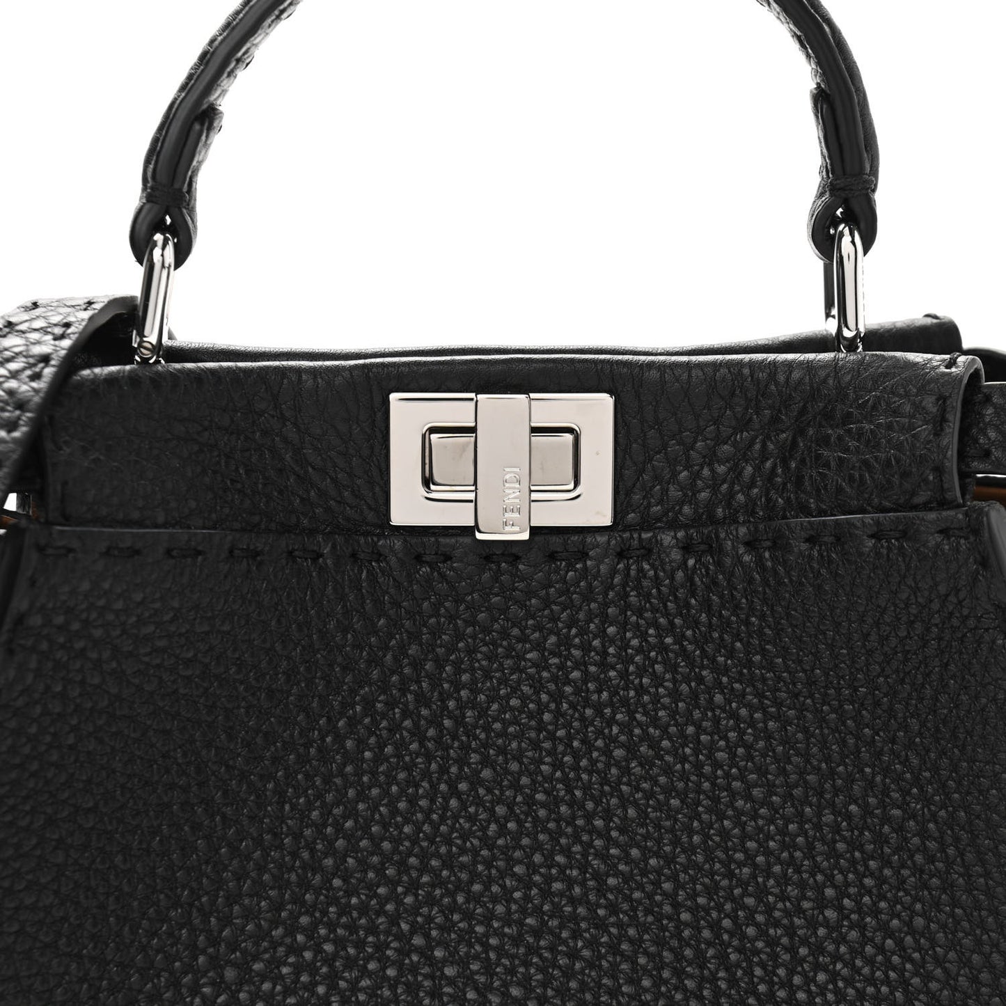 Cuoio Romano Selleria Bi-Color Mini Peekaboo Iconic Satchel Black Mou
