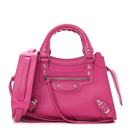 Balenciaga Grained Calfskin Neo Classic Silver Hardware Mini City Fuchsia 1 of 8