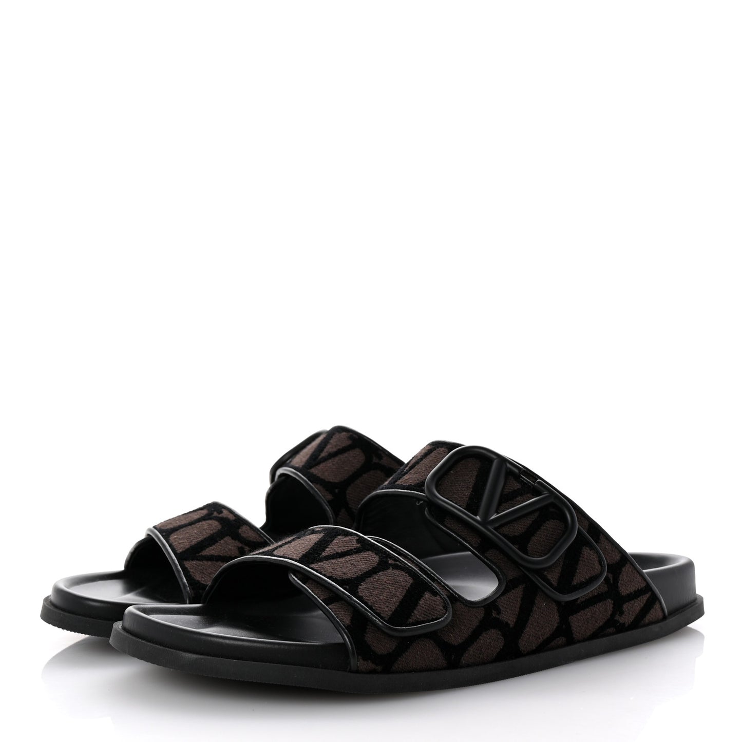 Toile Iconographe Vlogo Mens Double Strap Slide Sandals 43 Fondant Black