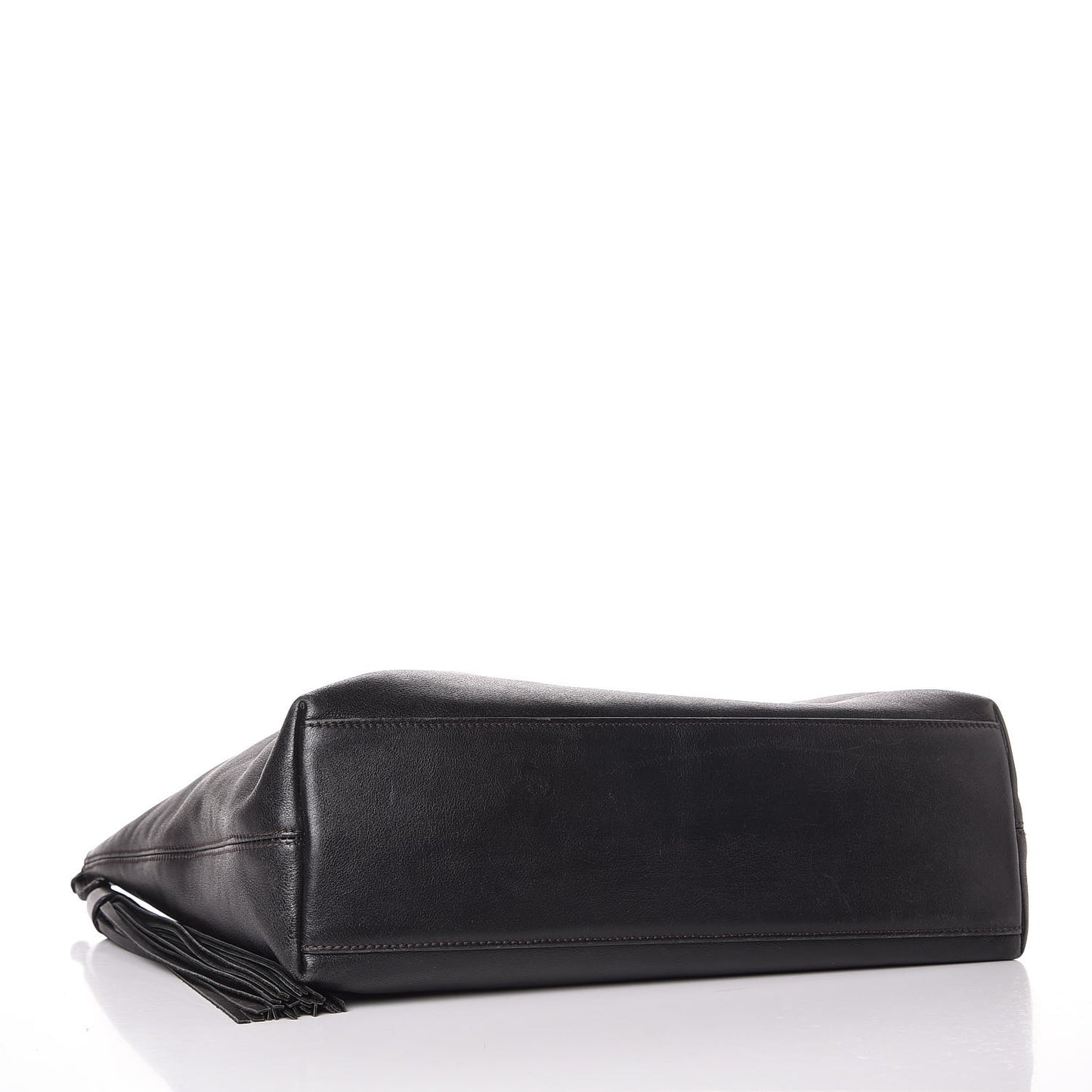 Calfskin CC Tassel Shopping Tote Black