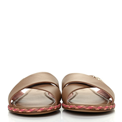 Chanel Lambskin Mule Sandals 40 Light Brown 2 of 11
