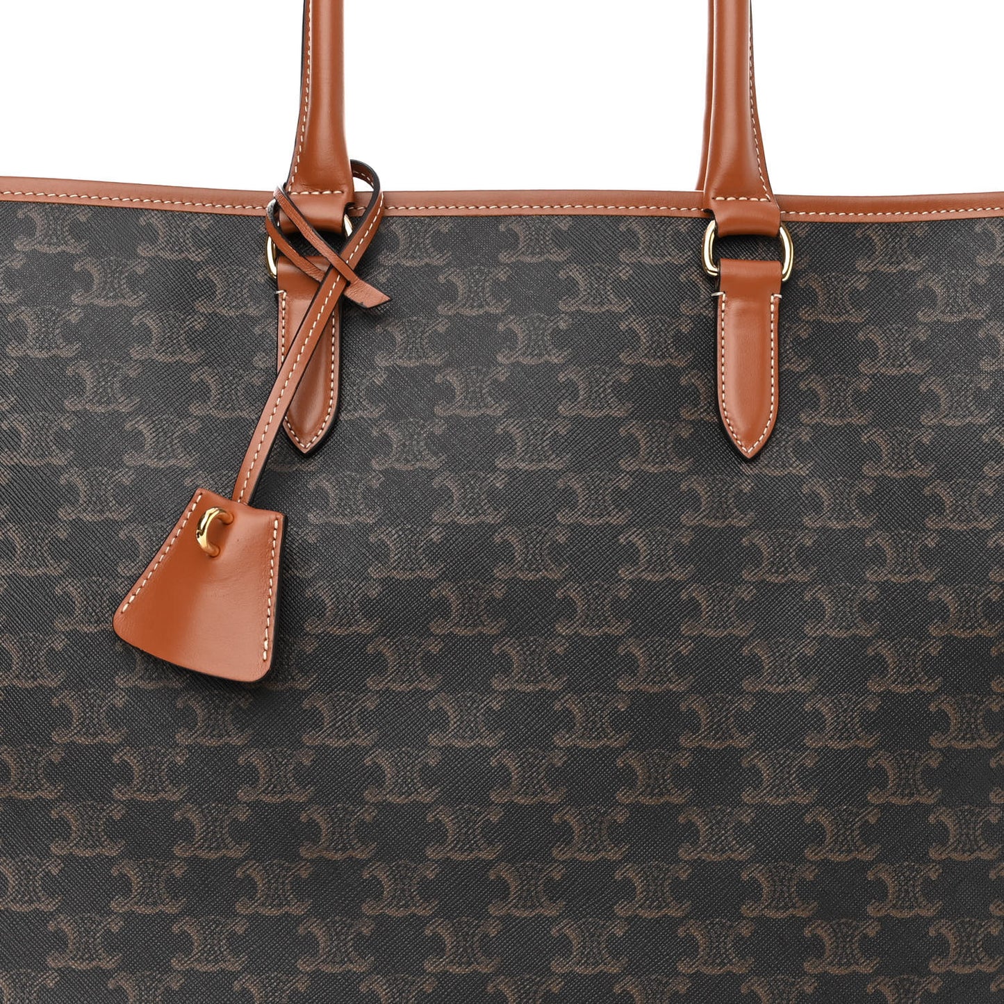 Triomphe Canvas Calfskin Horizontal Cabas Tan