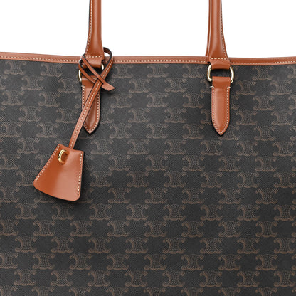 Celine Triomphe Canvas Calfskin Horizontal Cabas Tan 7 of 13