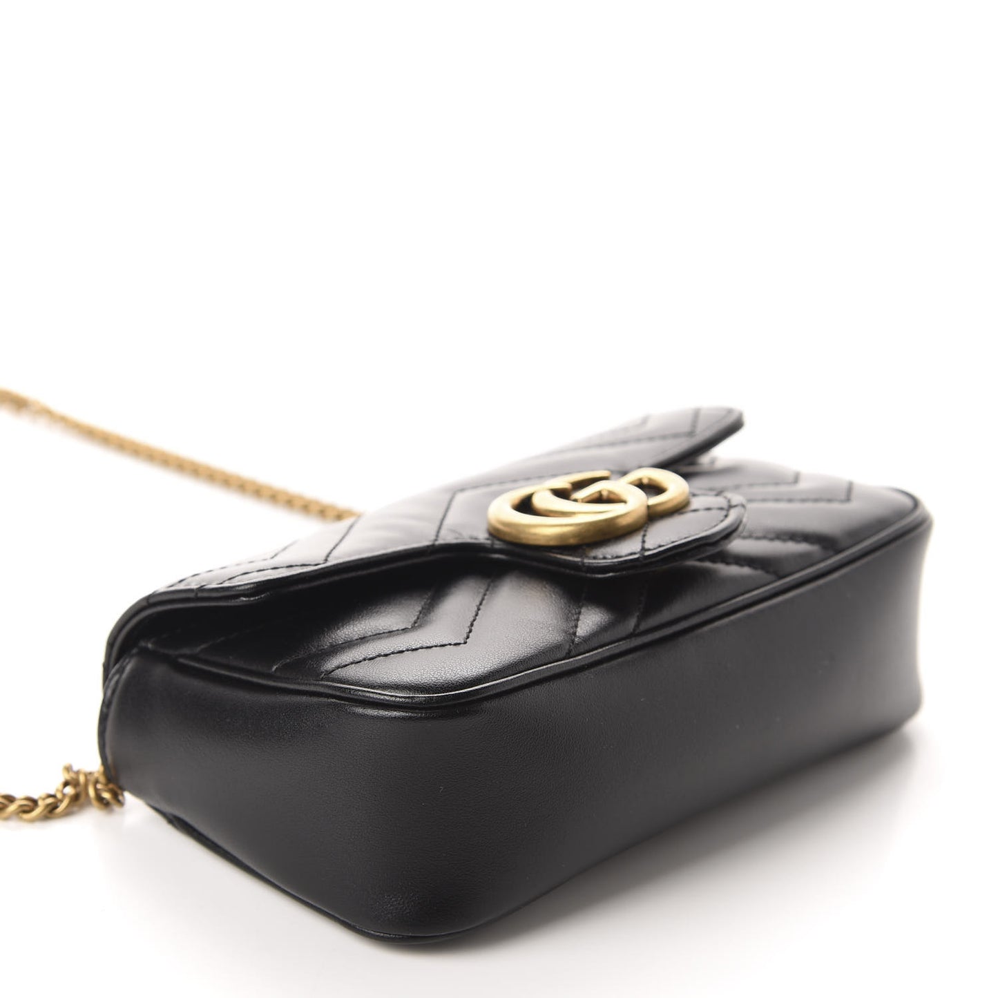 Calfskin Matelasse Super Mini GG Marmont Shoulder Bag Black
