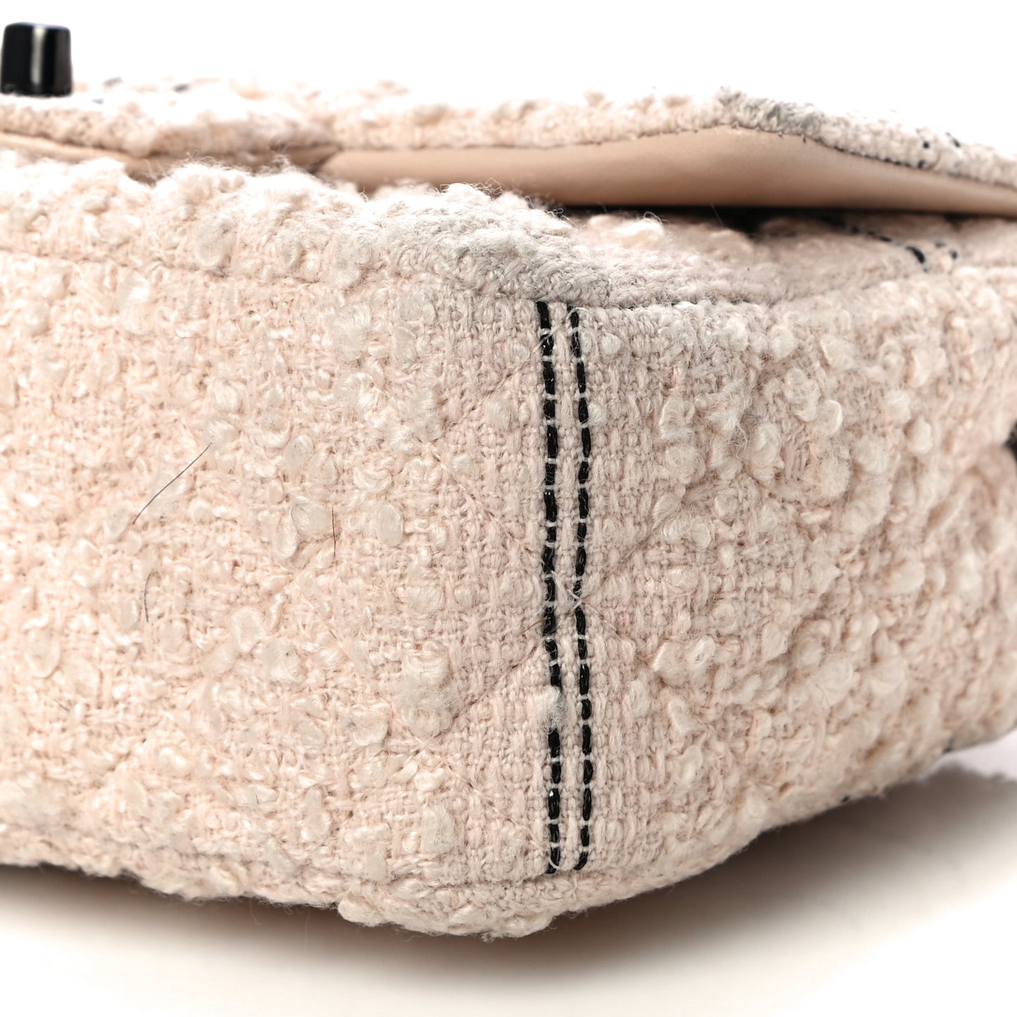Tweed Quilted Mini Rectangular Flap Light Pink Black