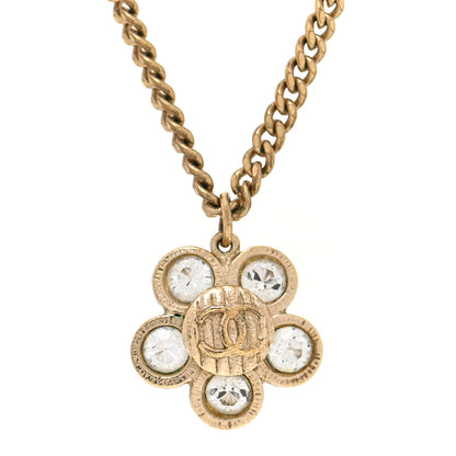 Chanel Crystal CC Flower Pendant Necklace Gold 4 of 6