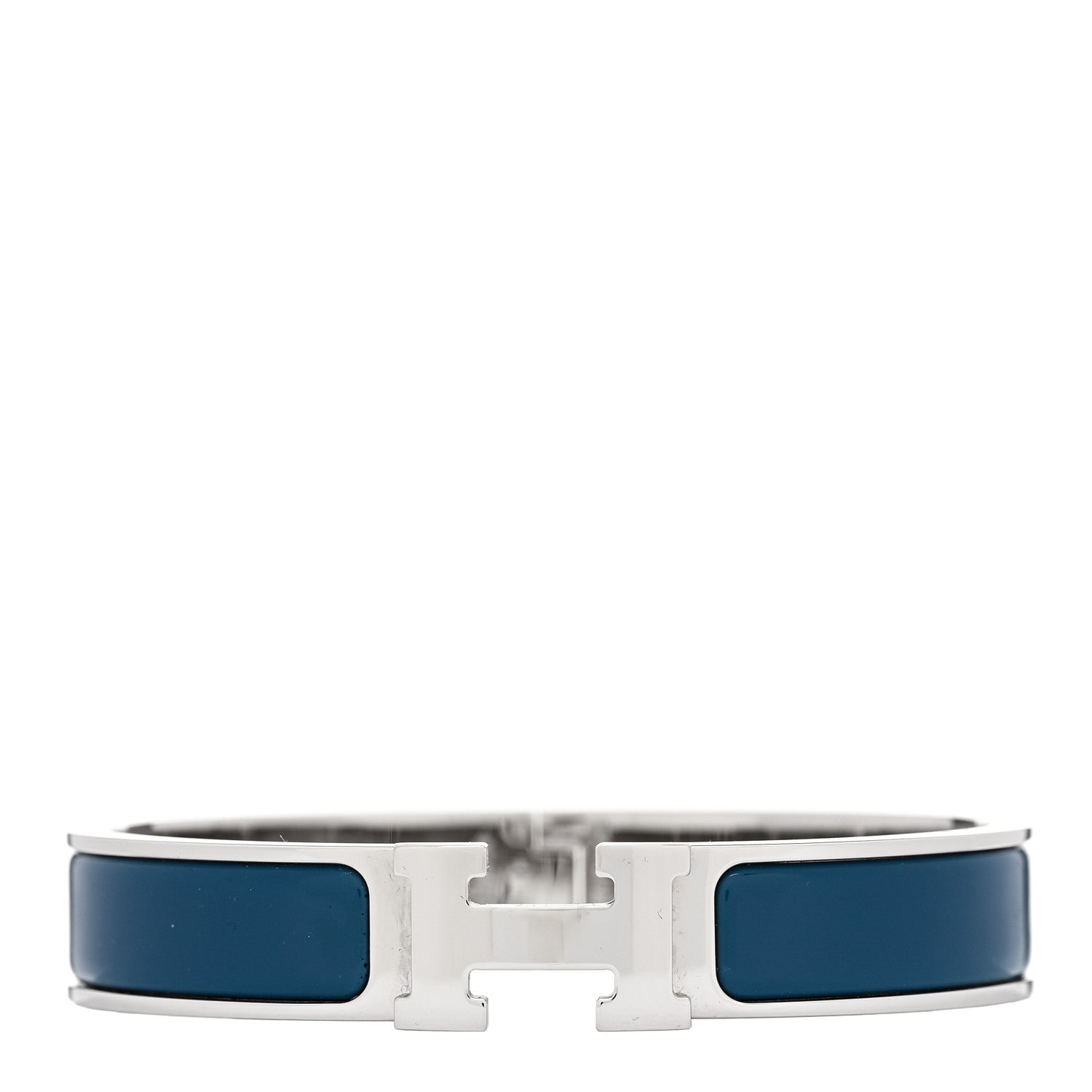 Hermes Narrow Enamel Clic Clac H Bracelet GM Bleu Profond 1 of 4