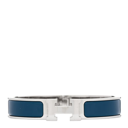 Hermes Narrow Enamel Clic Clac H Bracelet GM Bleu Profond 1 of 4