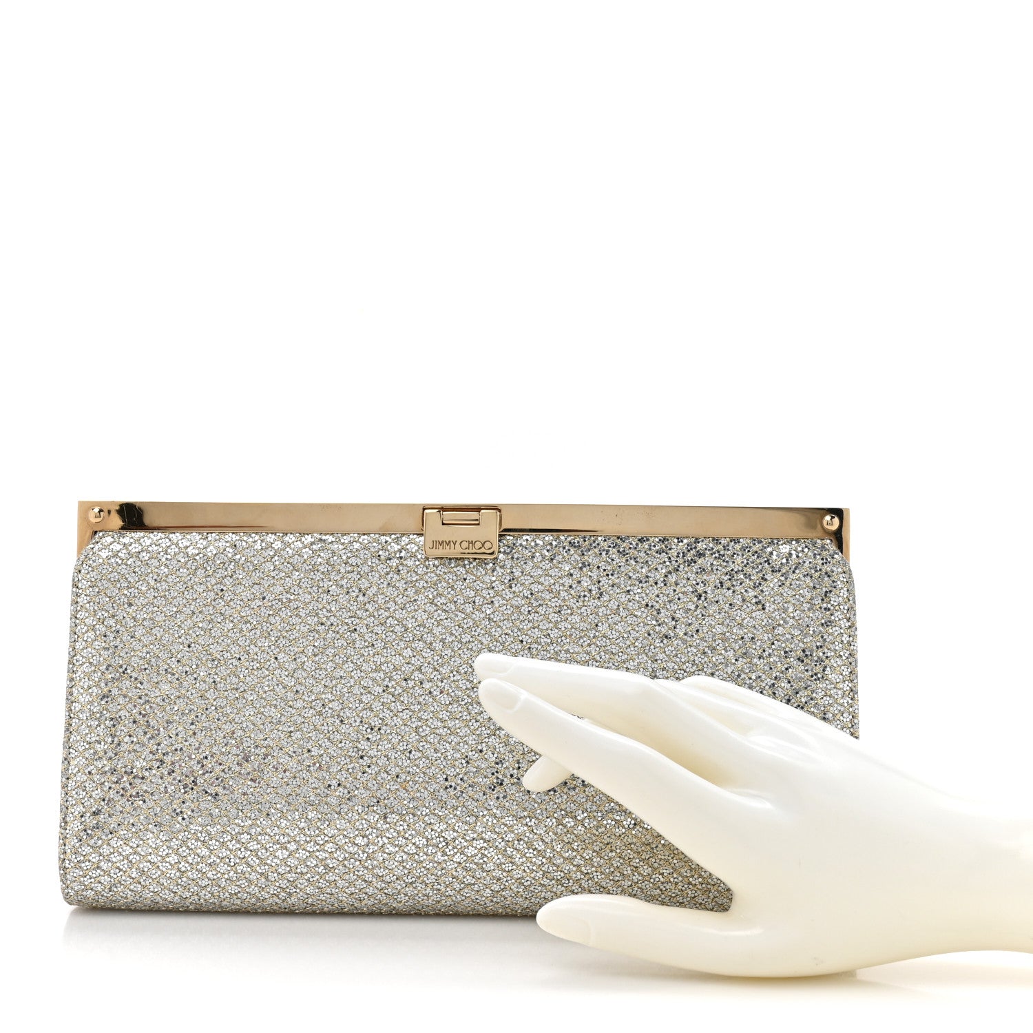 Jimmy Choo Glitter Fabric Camille Clutch Champagne 2 of 11