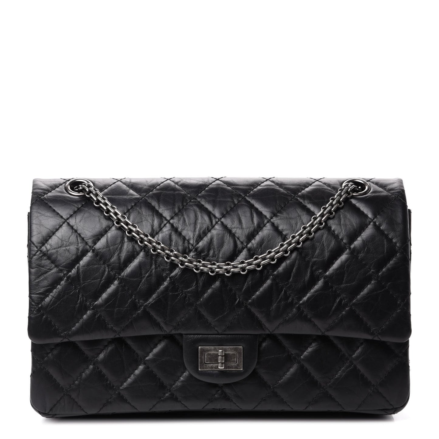 Aged Calfskin Quilted 2.55 Reissue 226 Flap Black