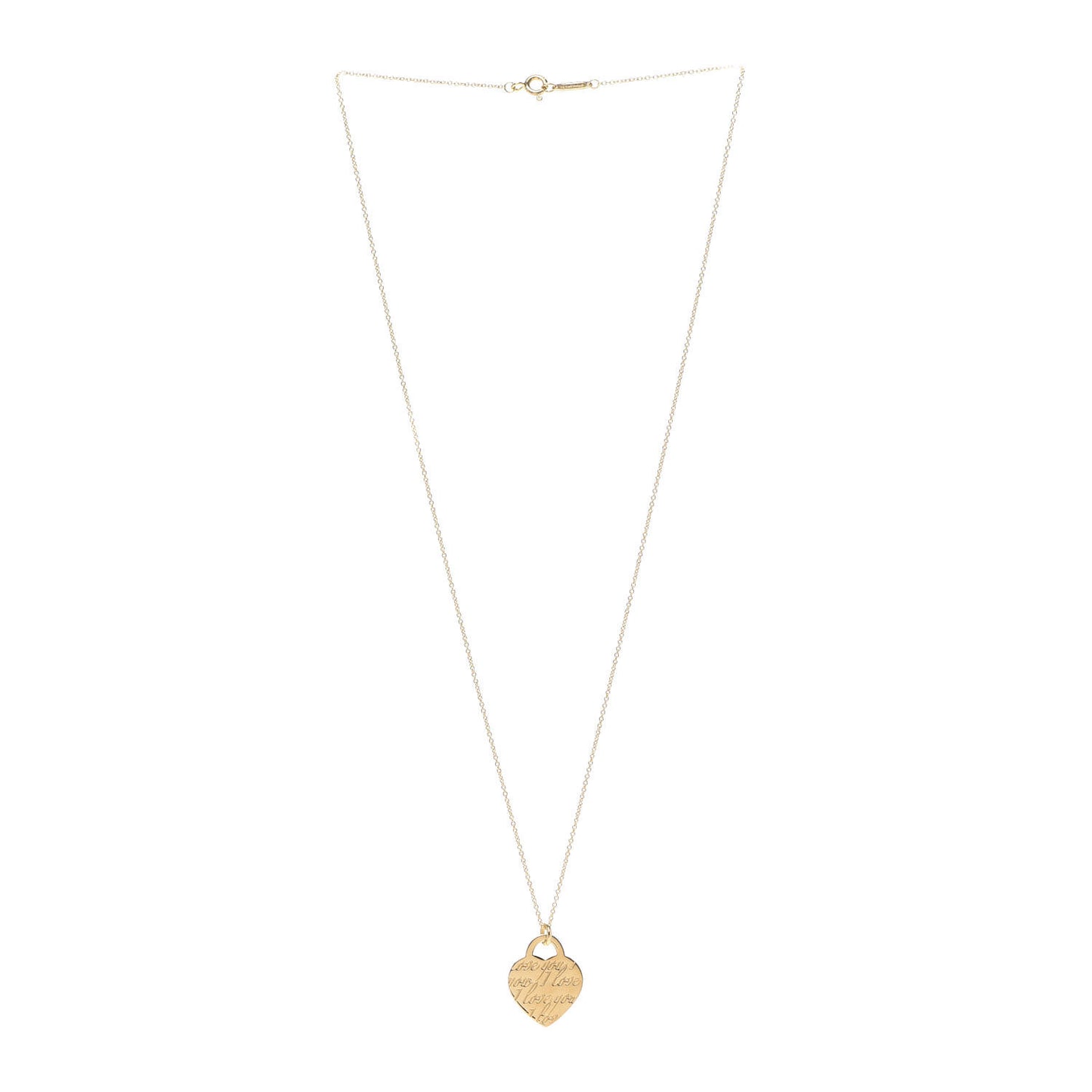 18K Yellow Gold Notes I Love You Heart Tag Pendant Necklace
