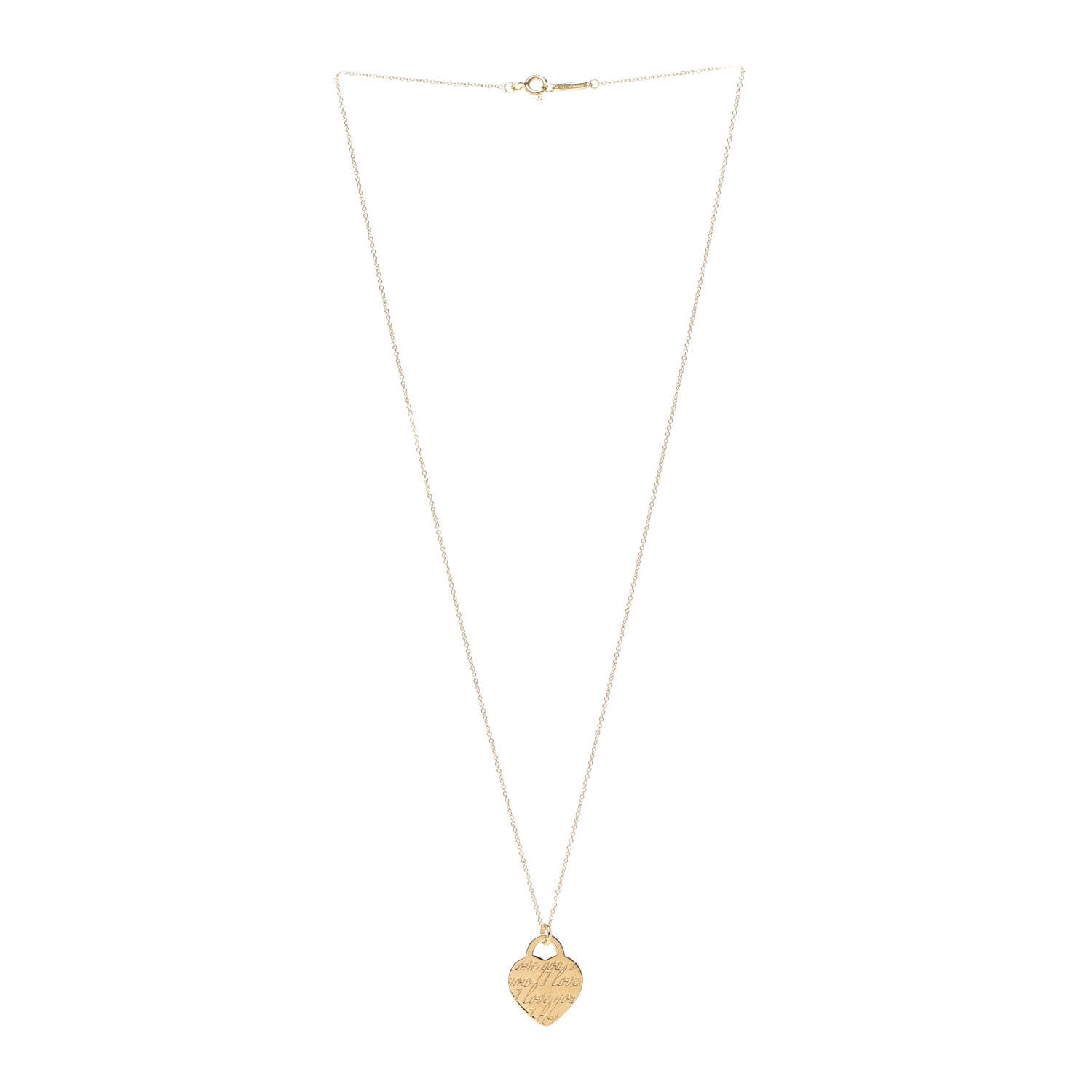 Tiffany 18K Yellow Gold Notes I Love You Heart Tag Pendant Necklace 3 of 5