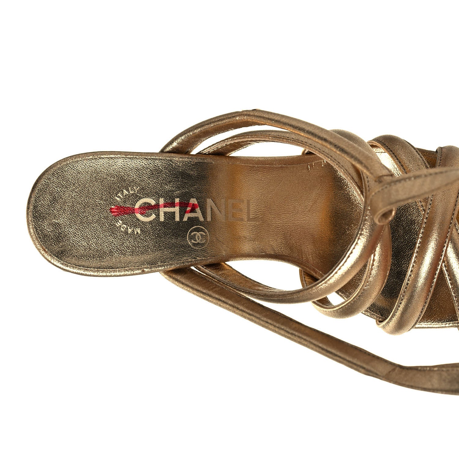 Chanel Laminated Lambskin Gladiator Sandals 36 Gold 7 of 8