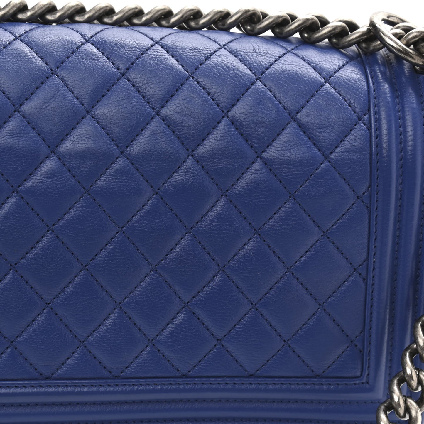Calfskin Quilted Medium Boy Flap Blue