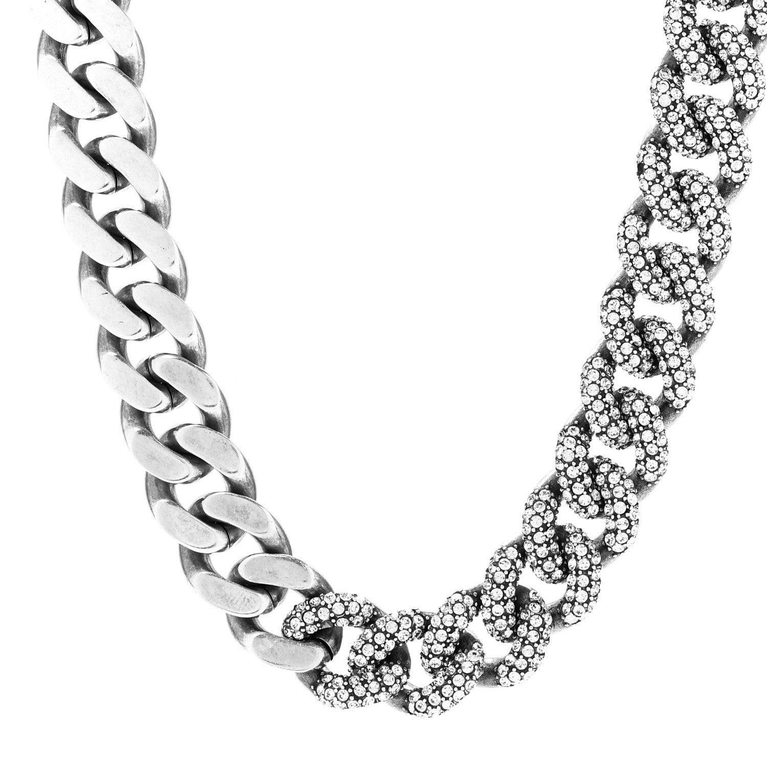 Saint Laurent Crystal Curb Chain Necklace Oxidized Silver Oxidized Silver 1 of 6