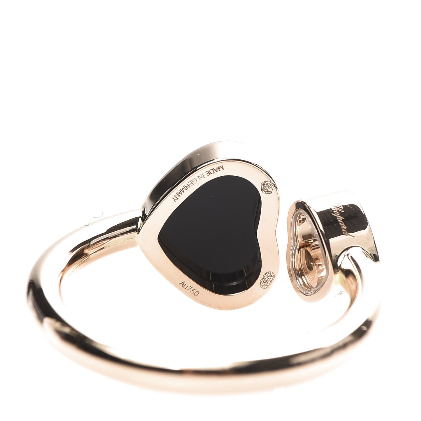 18K Rose Gold Diamond Black Onyx Happy Hearts Ring 54 7