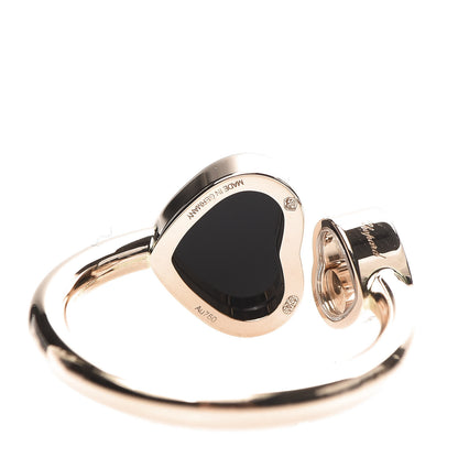 Chopard 18K Rose Gold Diamond Black Onyx Happy Hearts Ring 54 7 5 of 8