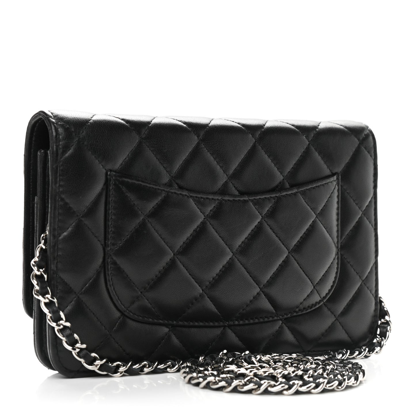 Lambskin Quilted Wallet On Chain WOC Black