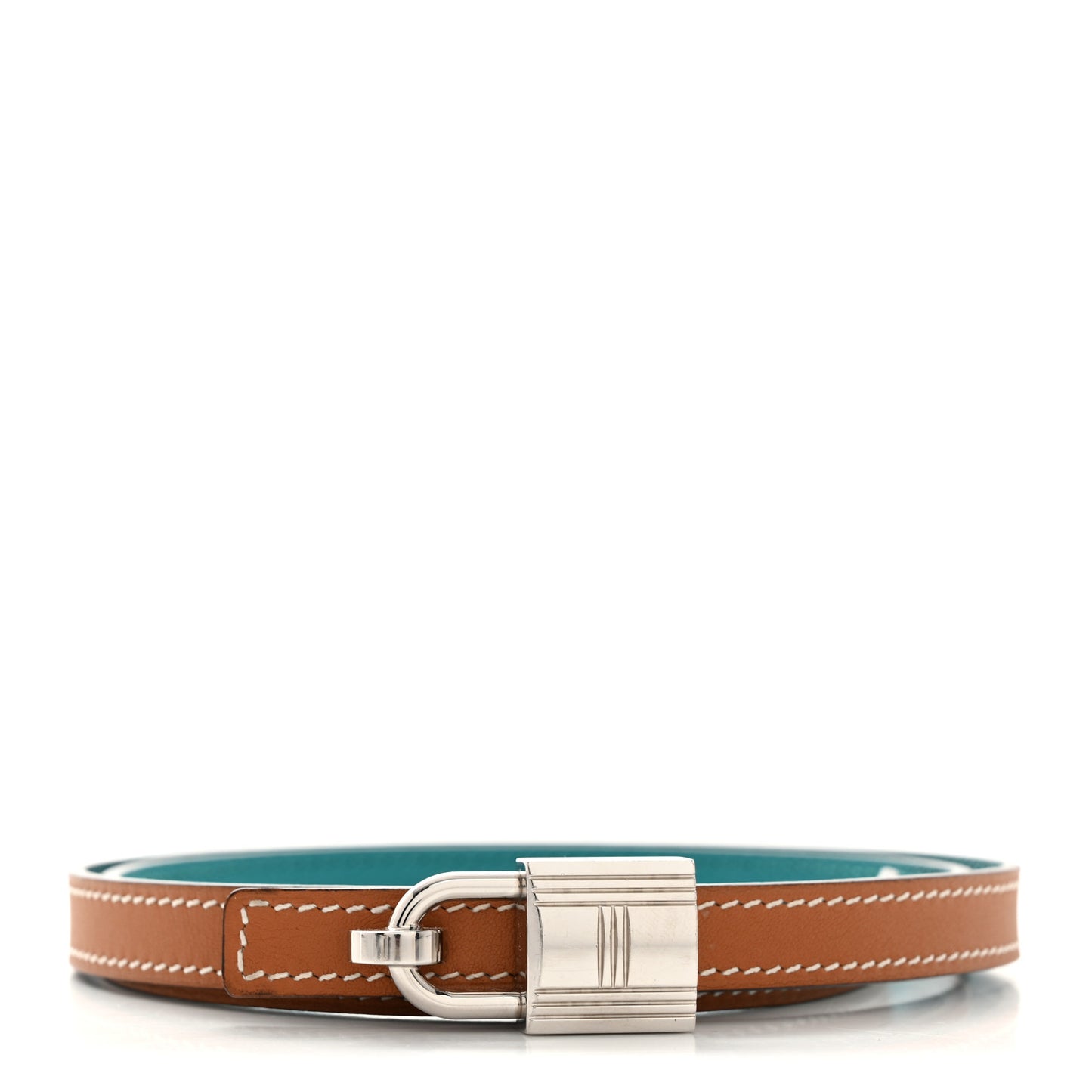 Swift Epsom 13mm Romance Belt 75 Gold Bleu Paon