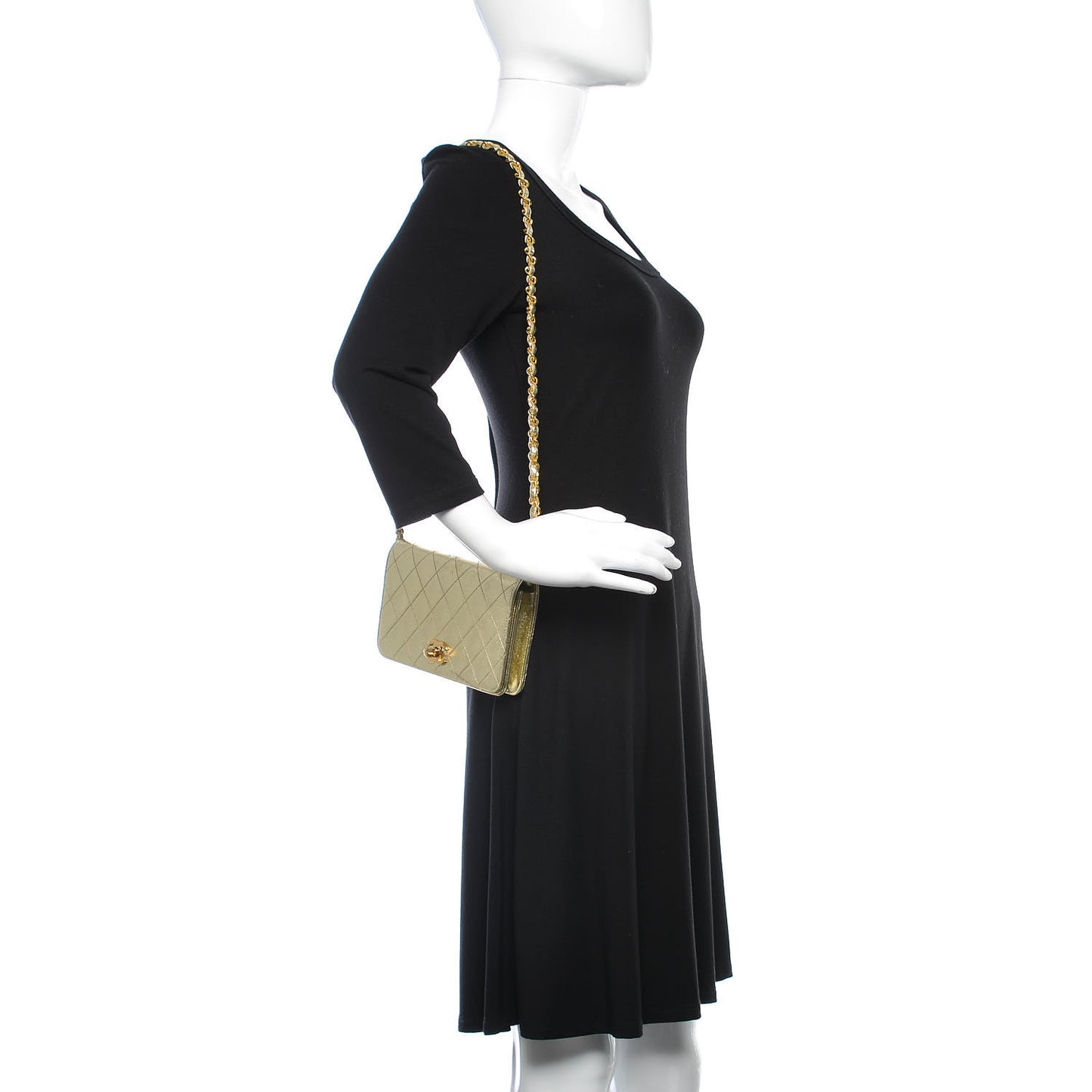 Metallic Lambskin Quilted Mini Flap Gold