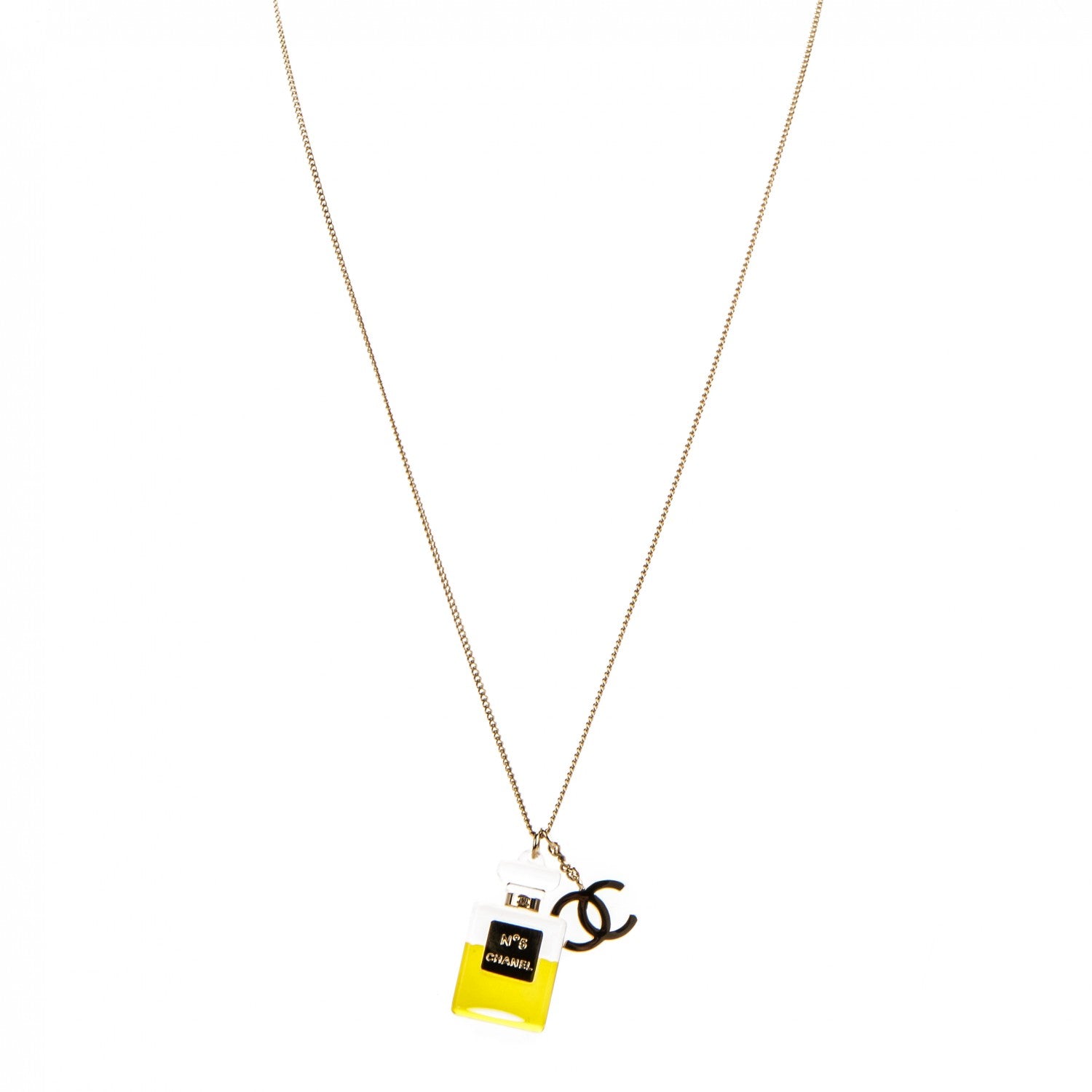 Chanel N°5 Perfume Bottle CC Necklace Gold 1 of 5