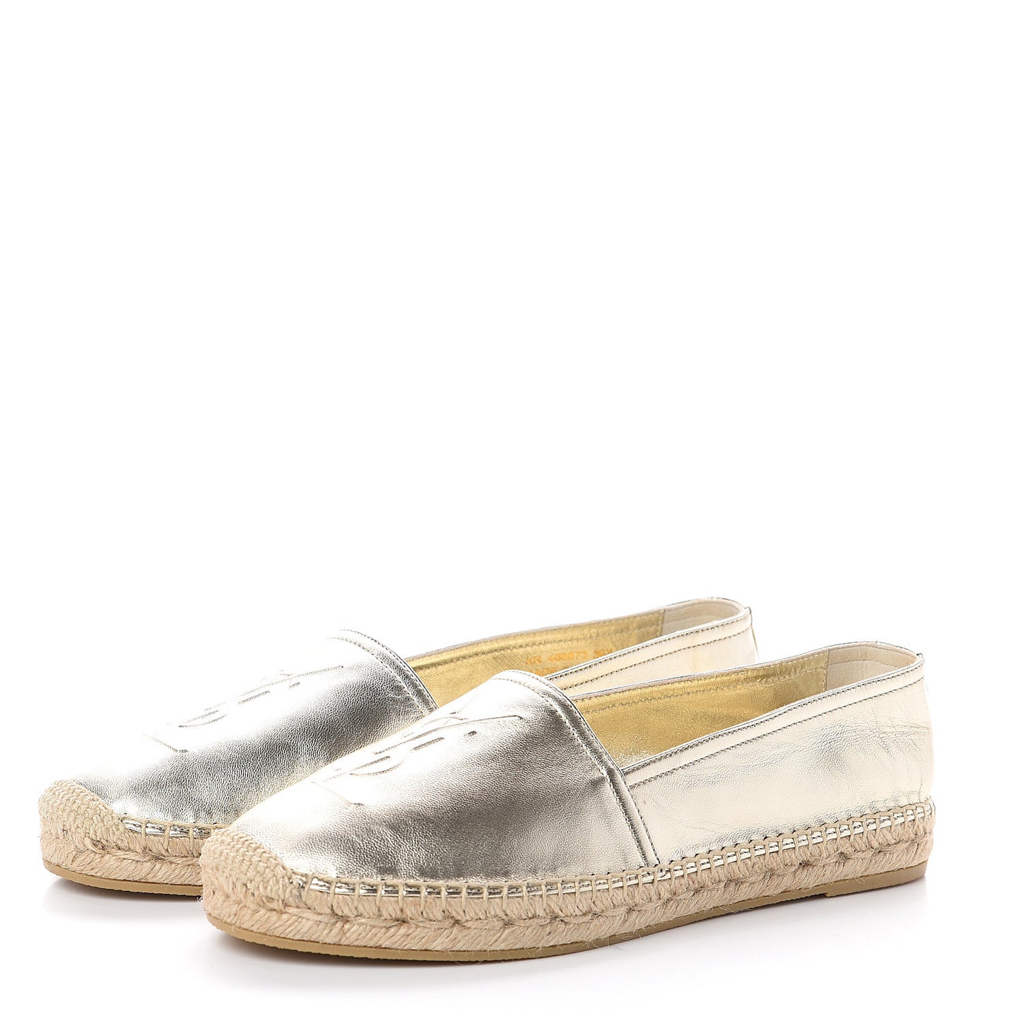 Metallic Lambskin Monogram Espadrilles 39.5 Platino