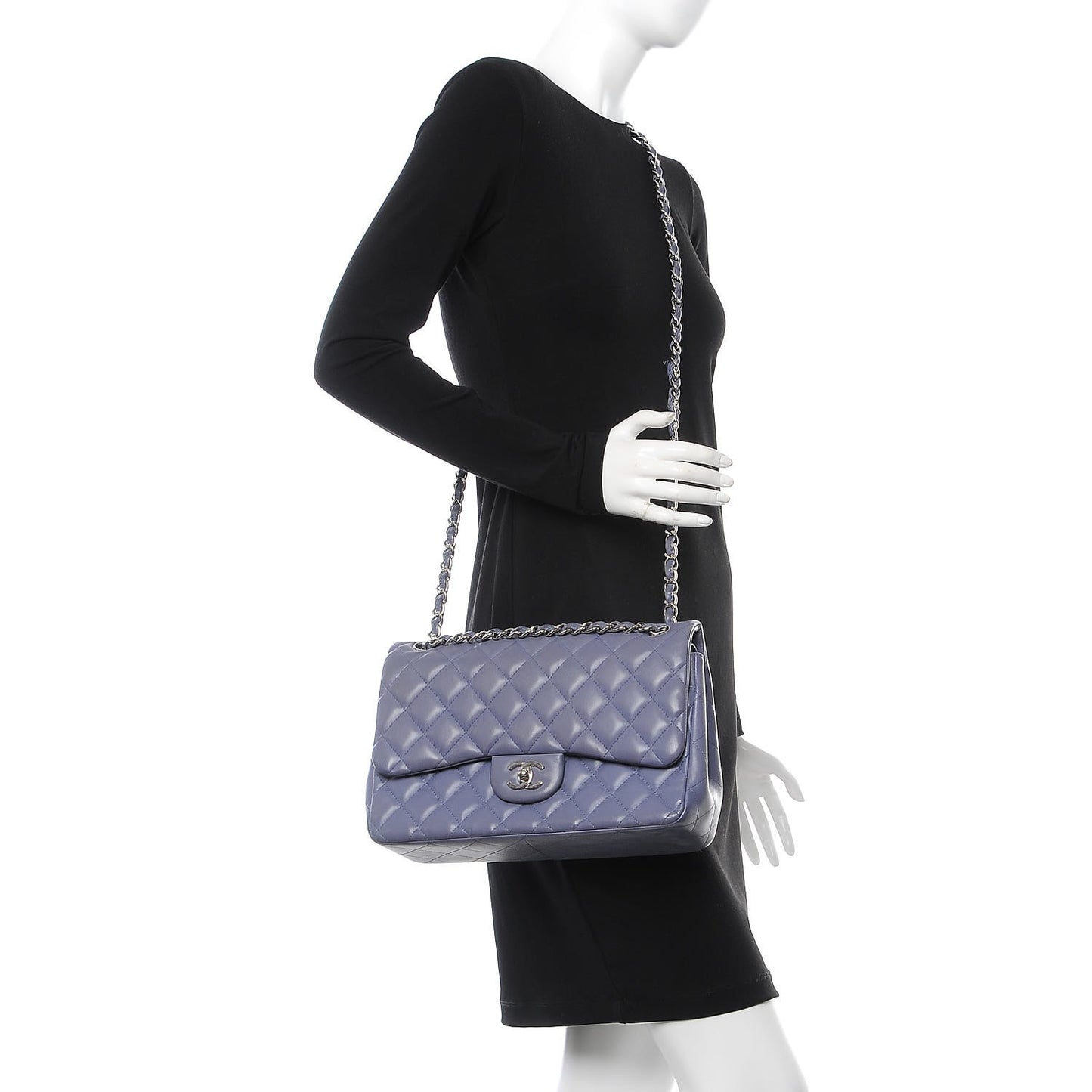 Lambskin Quilted Jumbo Double Flap Light Purple