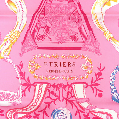 Hermes Silk Etriers Remix Scarf 90 Rose Jaune Vert 2 of 3