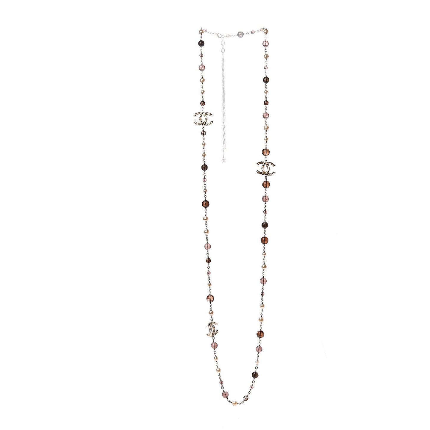 Beaded Resin CC Long Necklace Gold Multicolor
