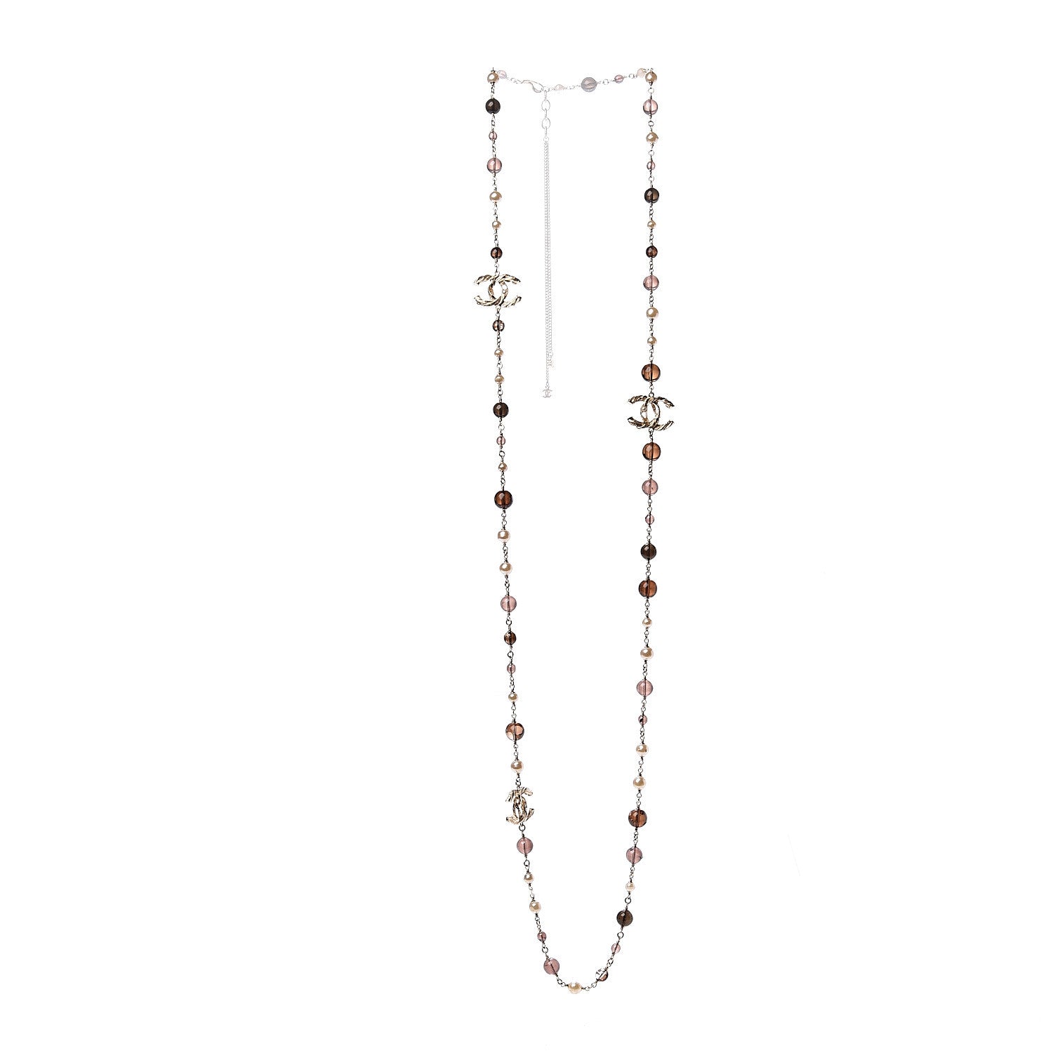 Chanel Beaded Resin CC Long Necklace Gold Multicolor 2 of 8