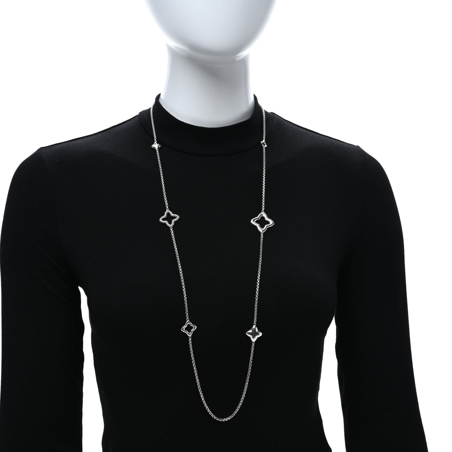 Sterling Silver 25mm Quatrefoil Chain Necklace