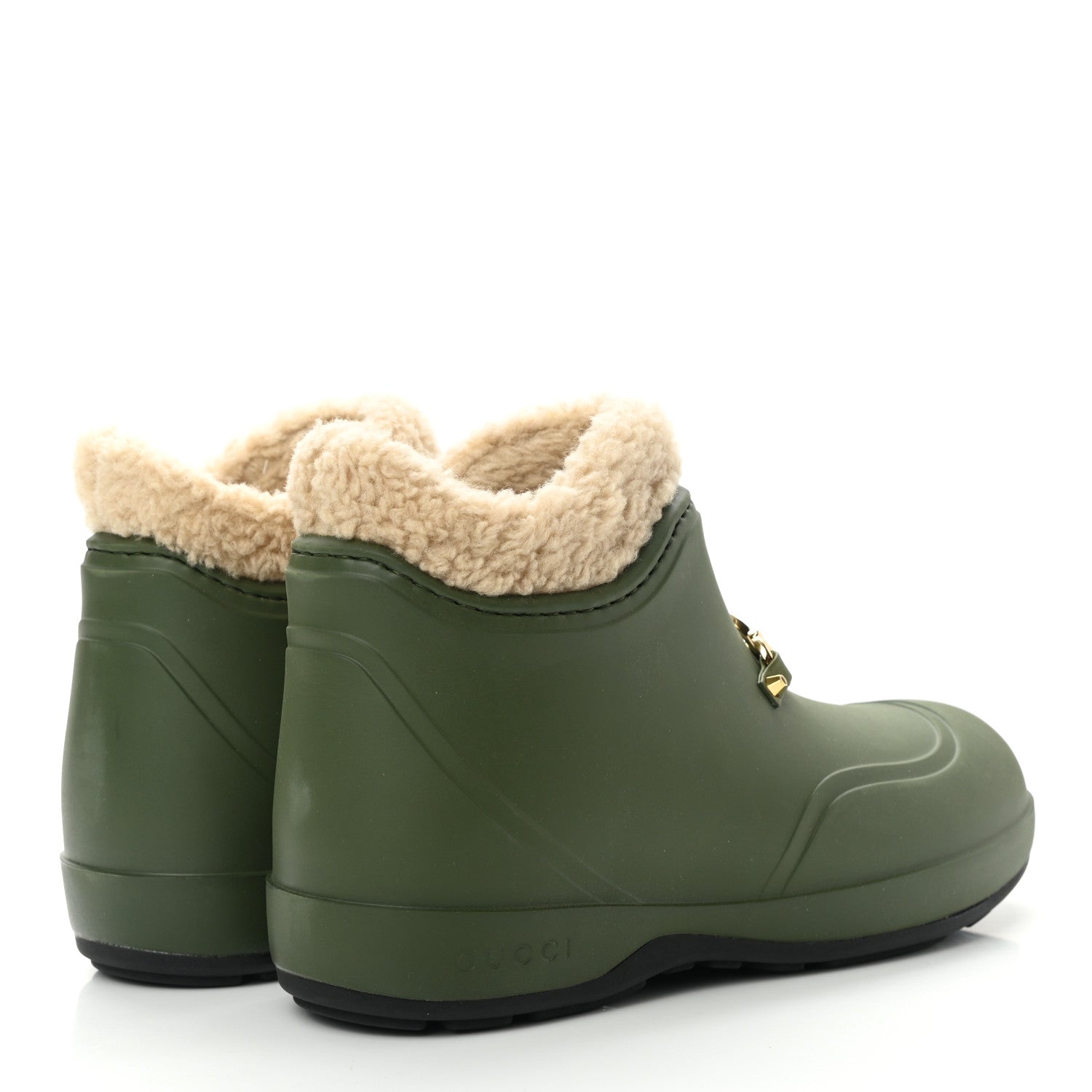 Gucci Rubber Wool Womens Crossy Ankle Boots 37 Cedar Green Butterscotch 4 of 11