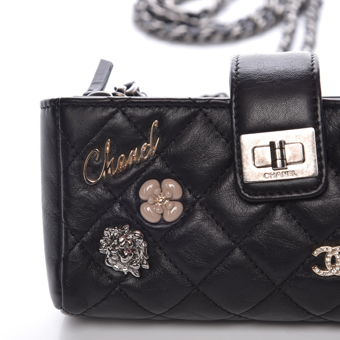 Aged Calfskin Lucky Charms 2.55 Reissue Mini Clutch With Chain Black