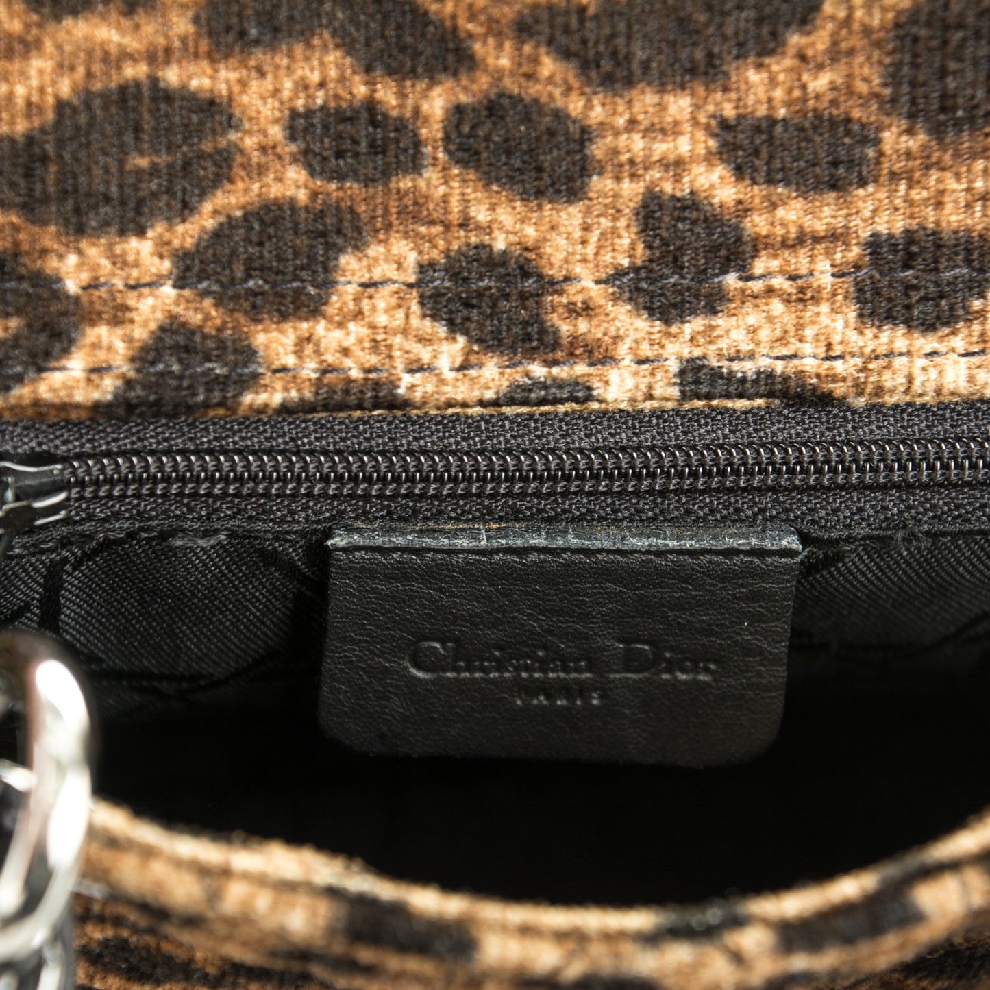 Velvet Leopard Print Mini Lady Dior