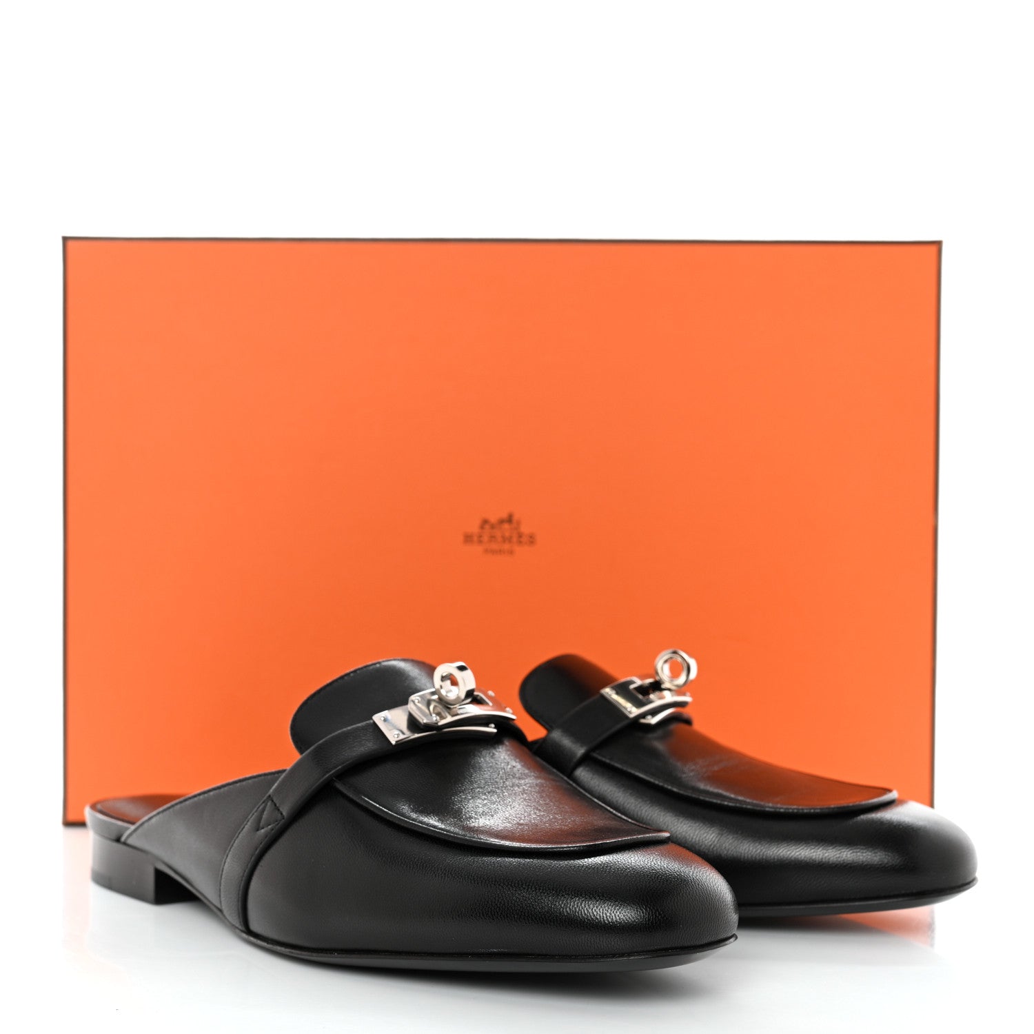Hermes Goatskin Oz Mules 37 Black 9 of 9
