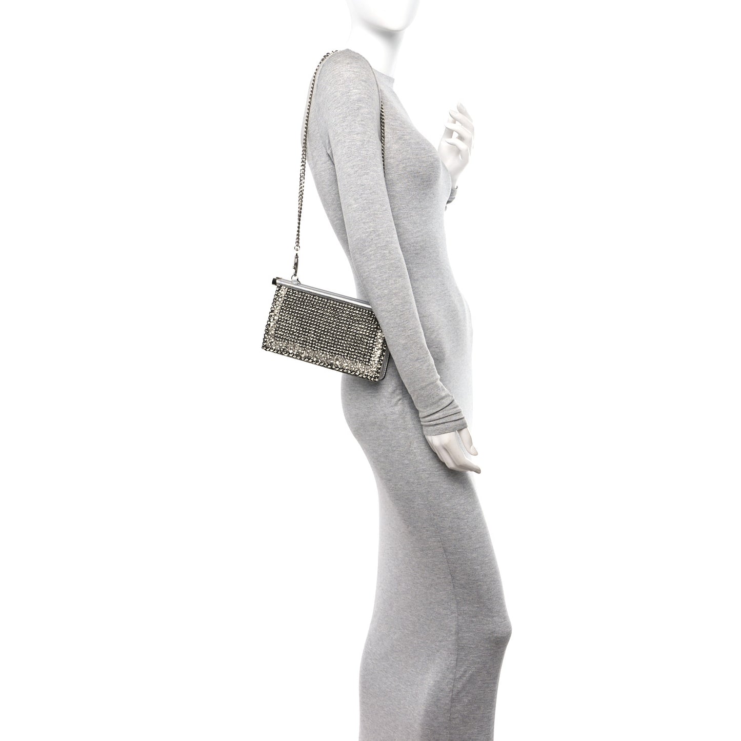 Nappa Beaded Embellished Carry Secrets Clutch Silver