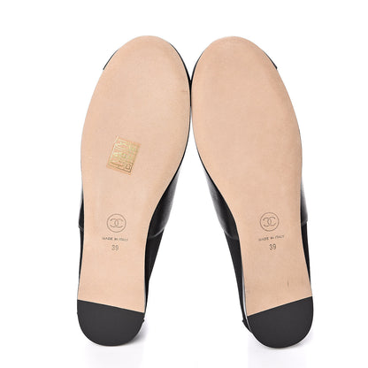 Chanel Calfskin Fabric Camellia Moccasin Flats 39 Black 5 of 9
